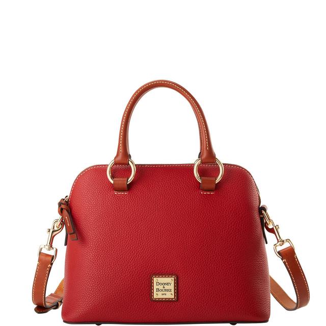 Dooney & Bourke Womens Pebble Grain Domed Leather Satchel Bag in Red Product Image