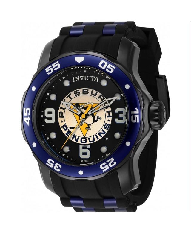 Invicta Mens 42646 Nhl Pittsburgh Penguins Quartz 3 Hand Black Dial Watch - Black Product Image