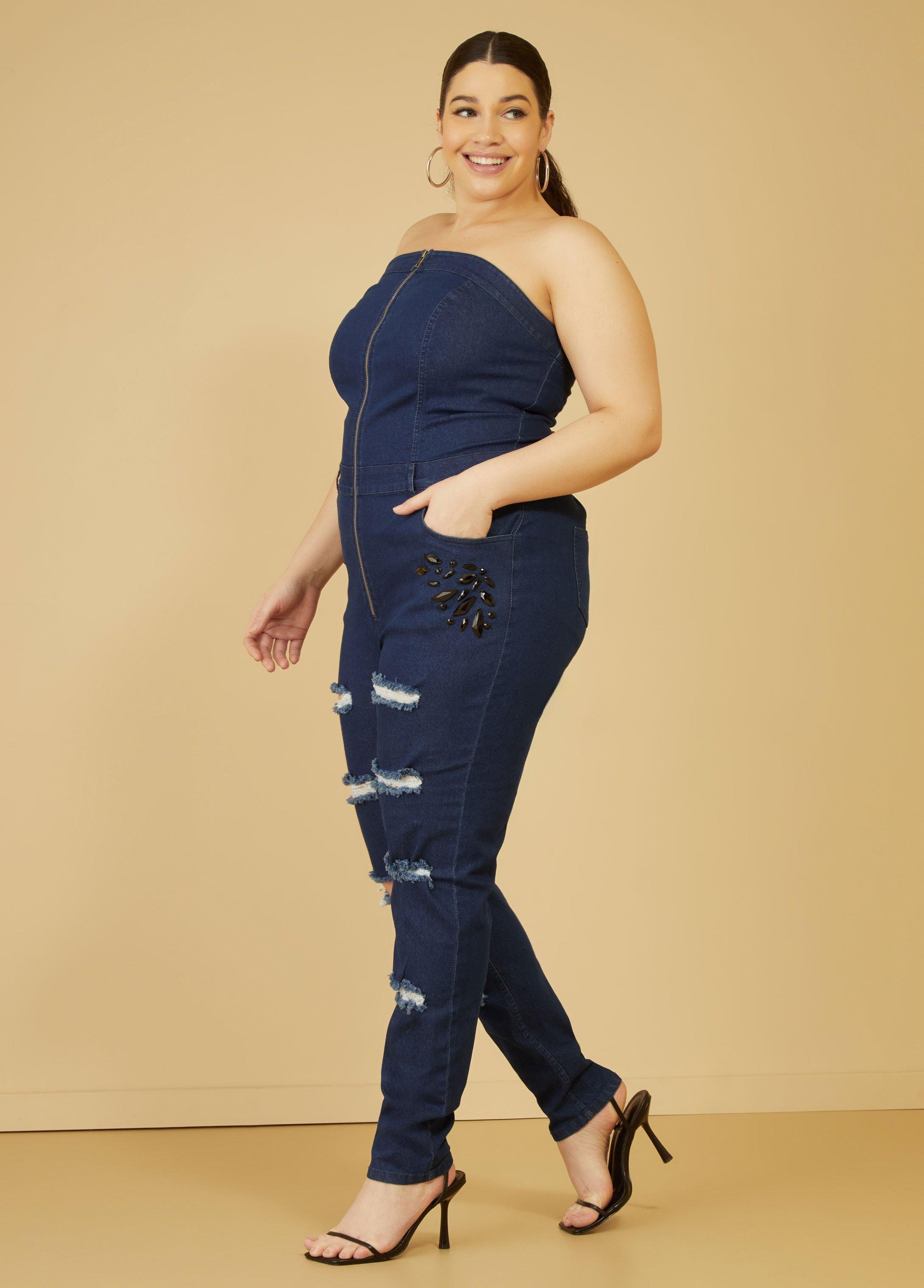 Embellished Denim Jumpsuit Product Image