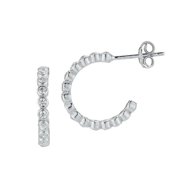 Sunkissed Sterling Cubic Zirconia Hoop Earrings, Womens, Silver Tone Product Image