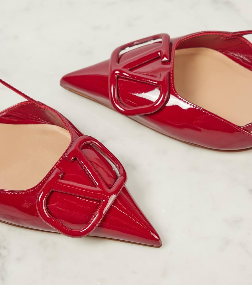 Vlogo Signature Patent Leather Slingback Pumps In Scarlet Product Image