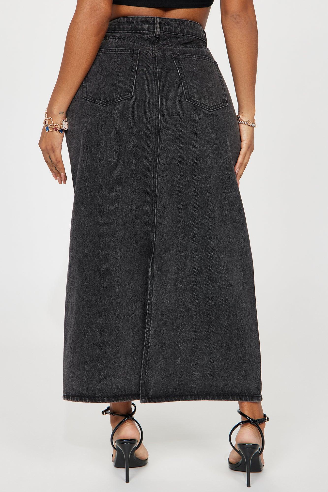 See Right Through You Denim Maxi Skirt - Black Wash product image