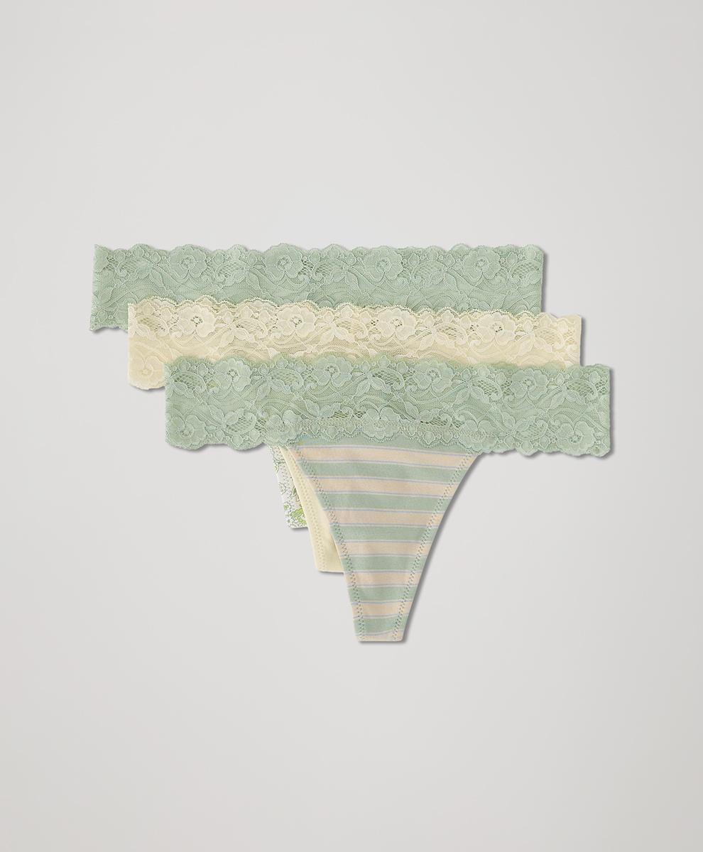 Womens Lace Waist Thong 3-Pack 2XL Product Image