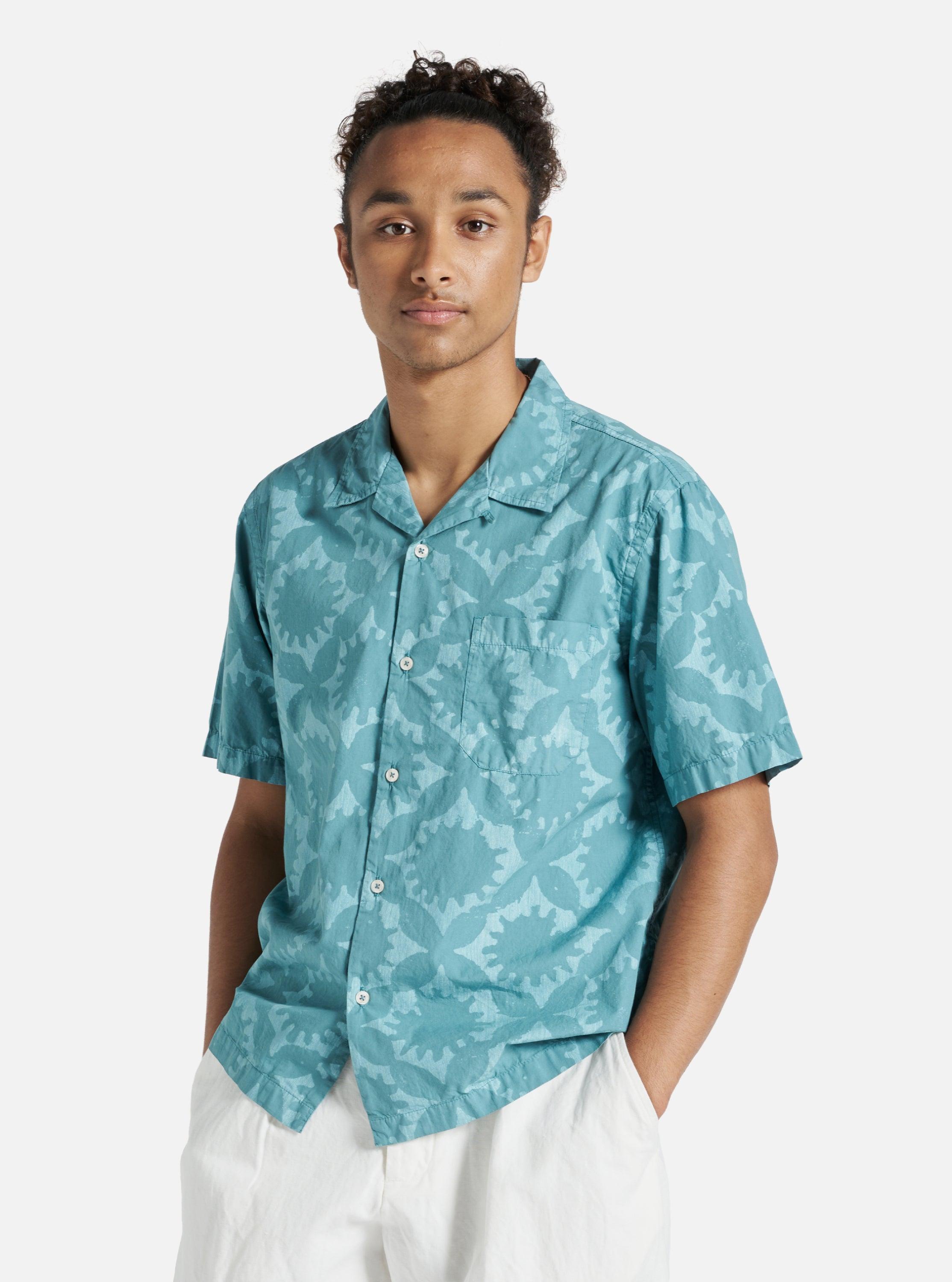 Universal Works Road Shirt in Sea Blue Sun Print Product Image