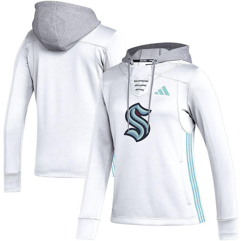 Womens adidas White Seattle Kraken Refresh Skate Lace AEROREADY Pullover Hoodie Product Image