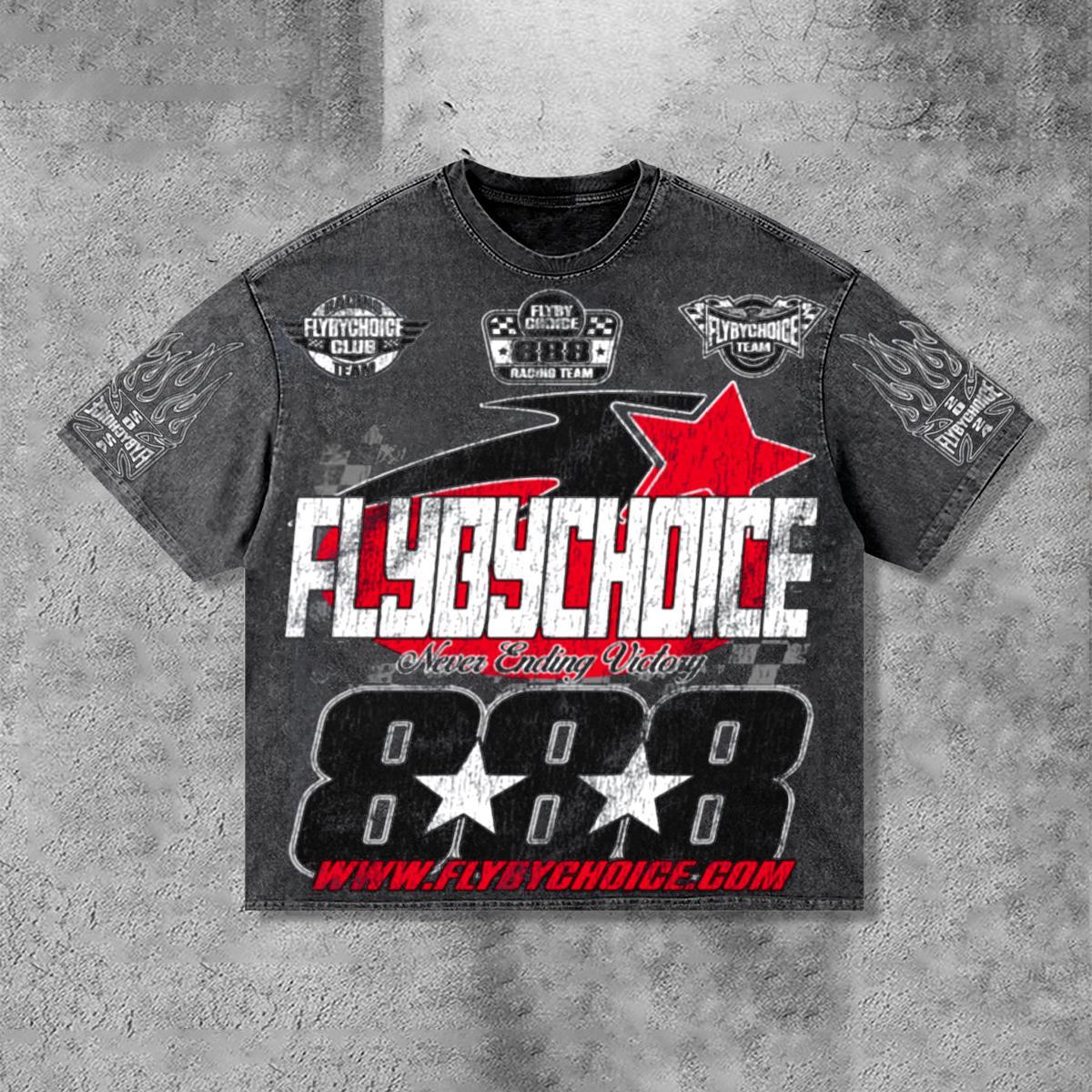 Vintage Fly By Choice Graphic Print Acid Washed Racer T-Shirt Product Image