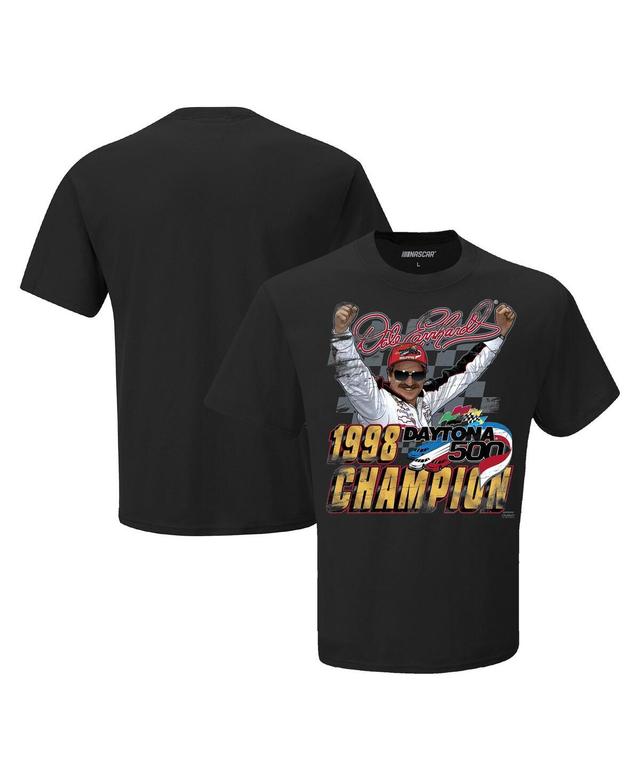 Mens Checkered Flag Sports Black Dale Earnhardt 1998 Daytona 500 Champion Legend T-shirt Product Image