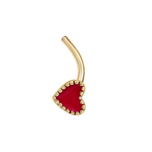 Lila Moon 14k Red Enamel Heart Curve Nose Stud, Womens, Yellow Product Image