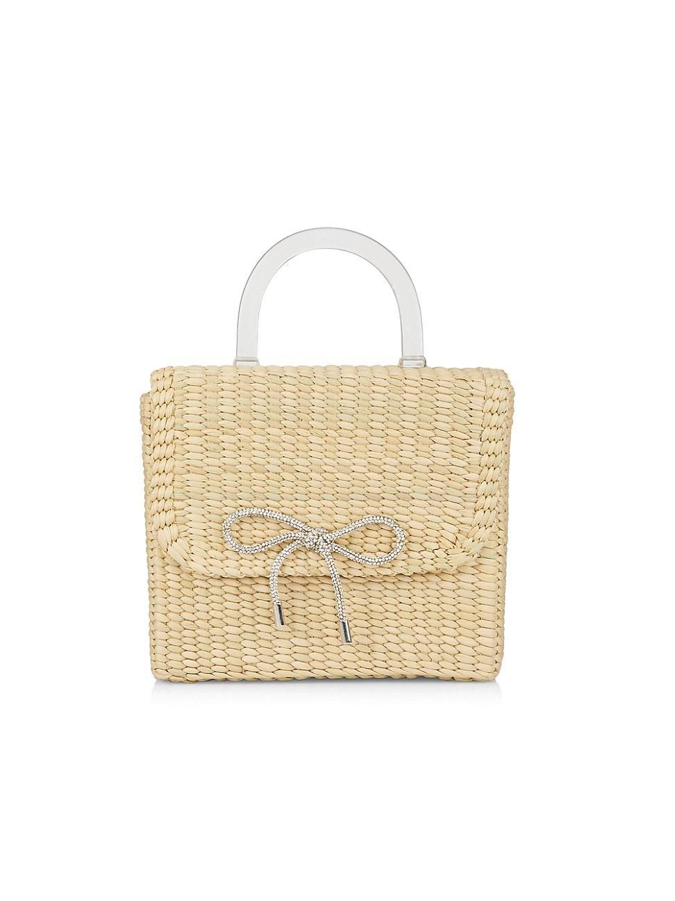 Womens The Bow Woven Top-Handle Bag Product Image