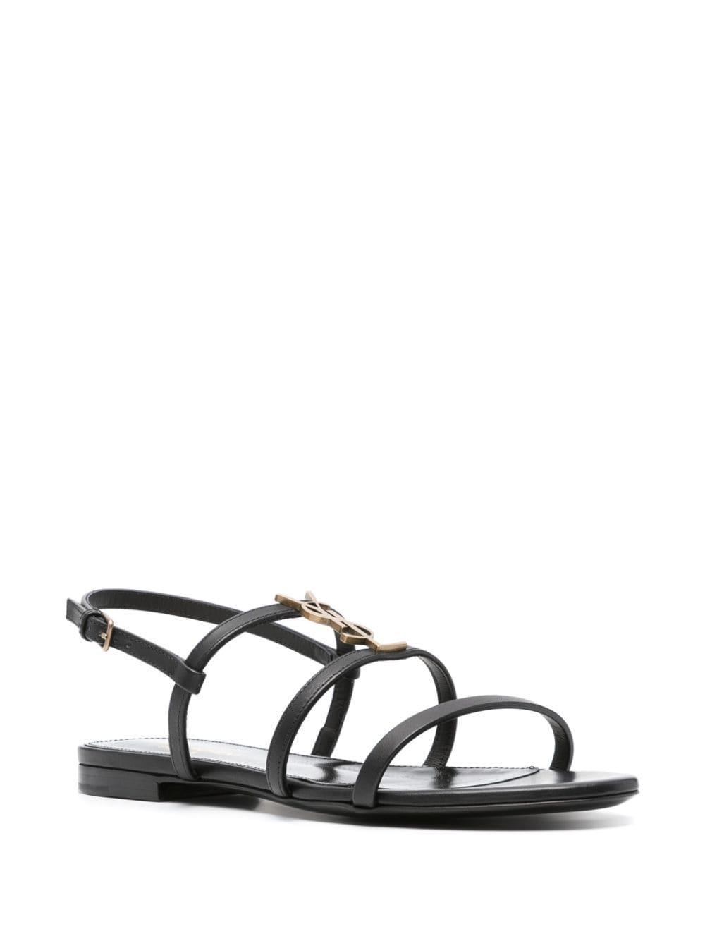 Cassandra Leather Flat Sandals In Black Product Image