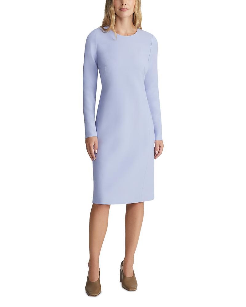 Seamed Long-Sleeve Shift Midi Dress Product Image