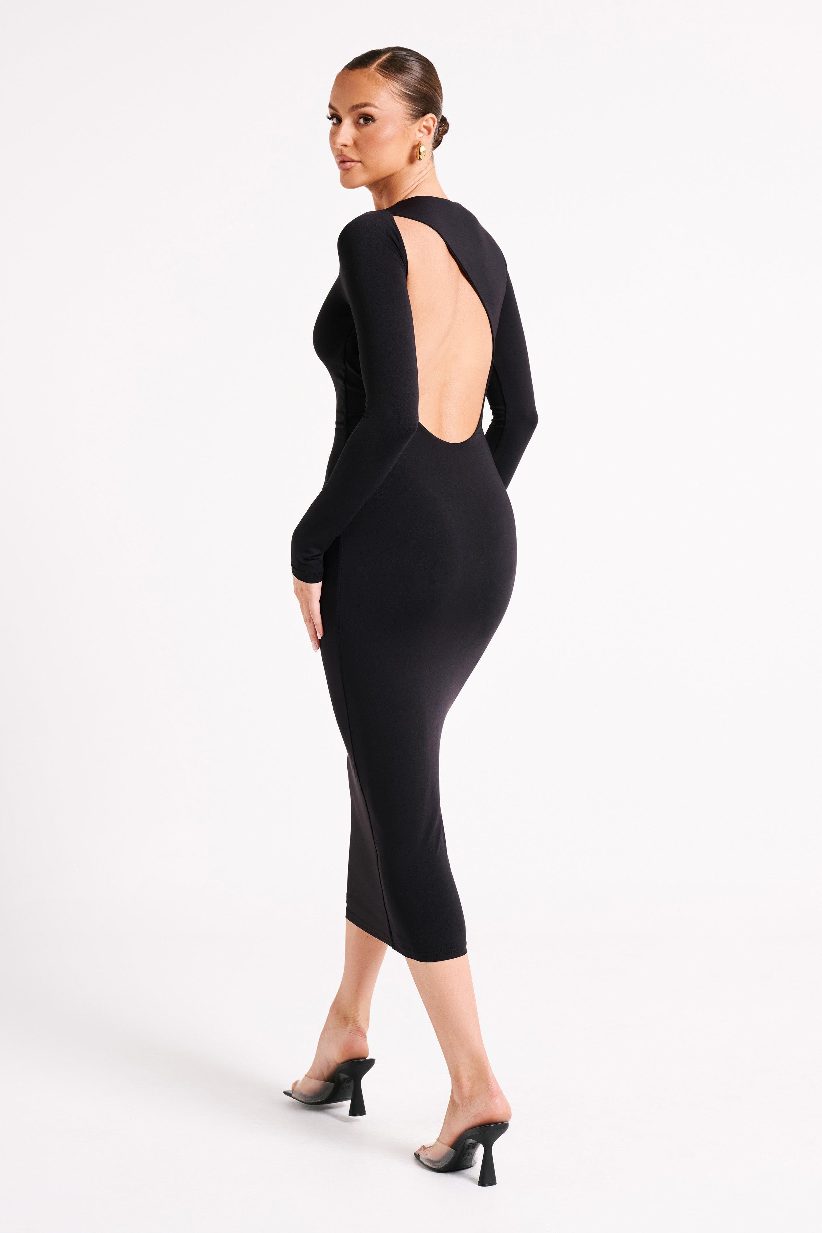 Cataleya Recycled Nylon Midi Dress - Black Product Image