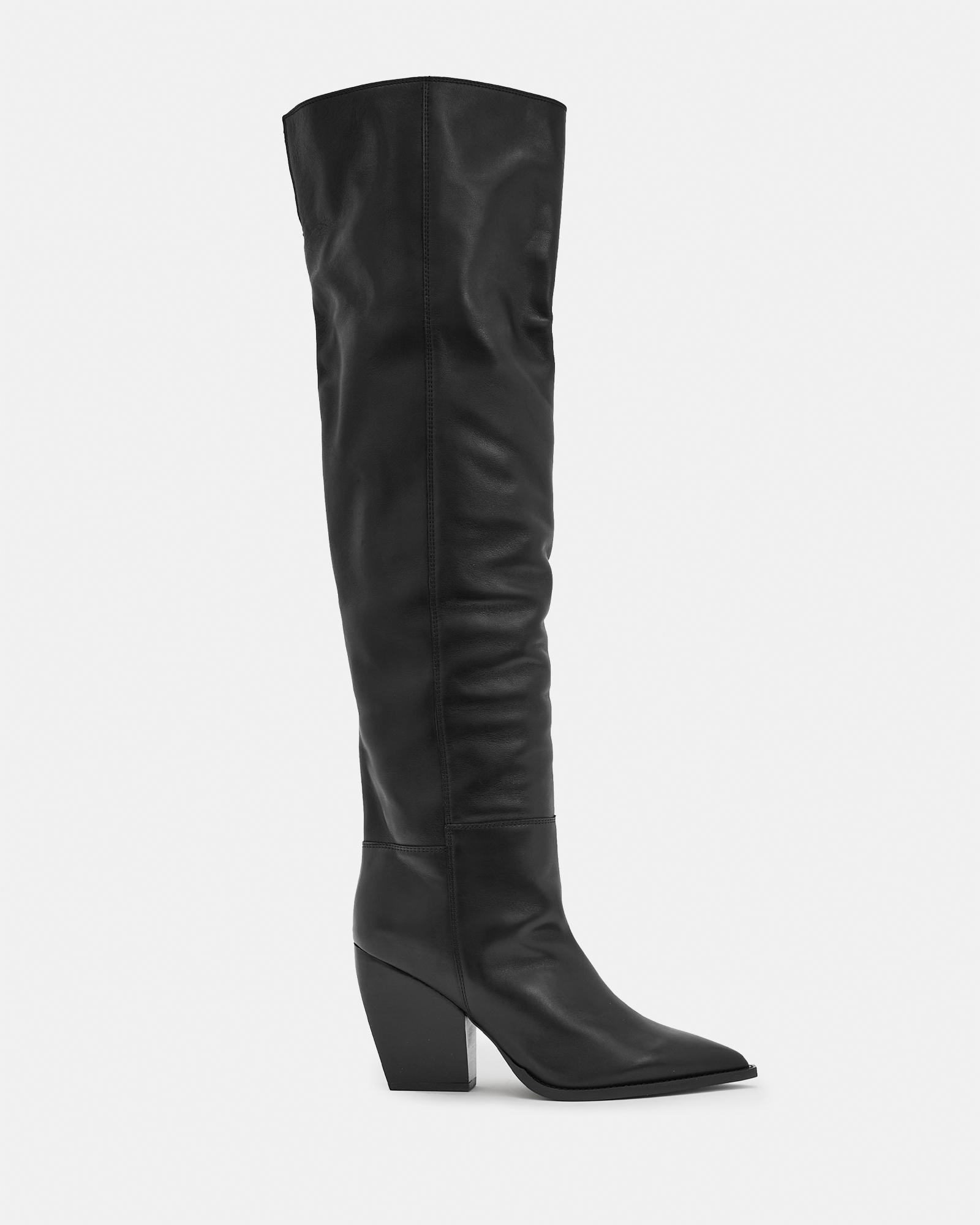 AllSaints Reina Over Knee Leather Heeled Boots product image