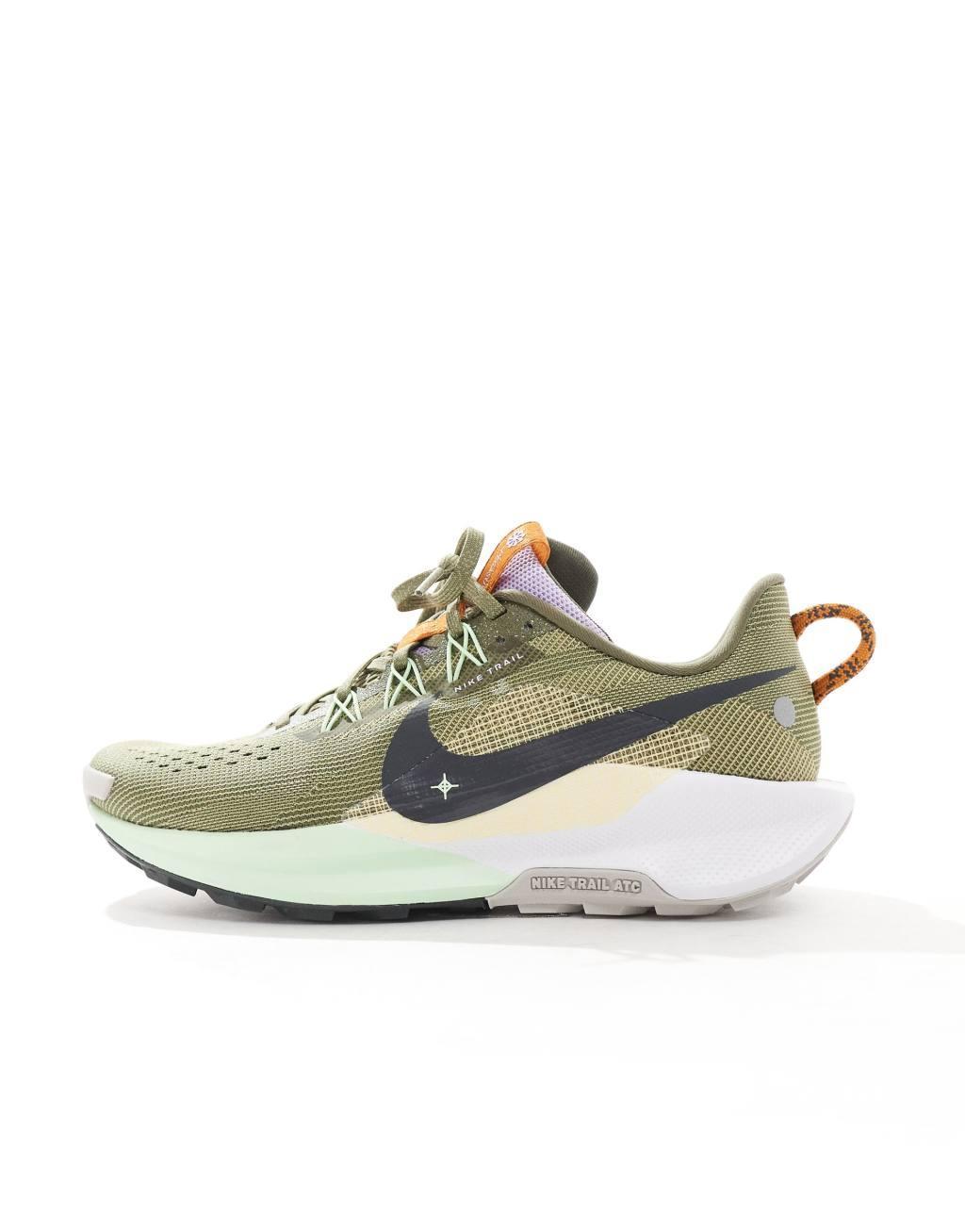 Nike Running Reactx Pegasus Trail 5 sneakers in dark green and olive Product Image