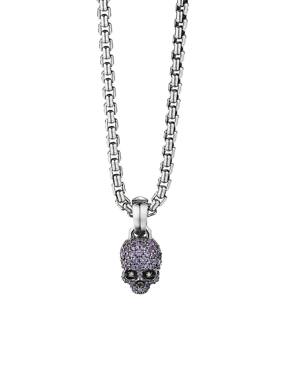 Womens Amulets Diamond & Purple Sapphire Pav Skull Charm Product Image