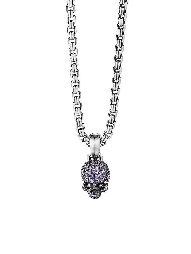 Womens Amulets Diamond & Purple Sapphire Pav Skull Charm Product Image