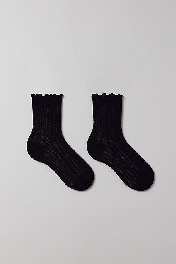 Lettuce-Edge Pointelle Crew Sock Womens at Urban Outfitters Product Image