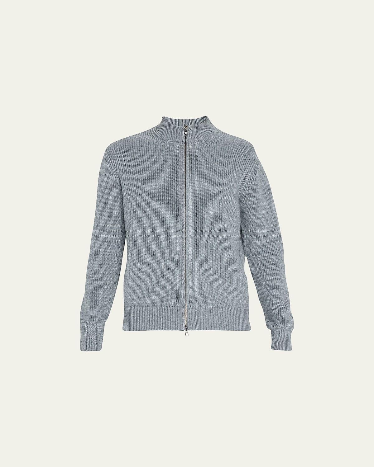 Mens Mock Neck Rib-Knit Zip Jacket Product Image