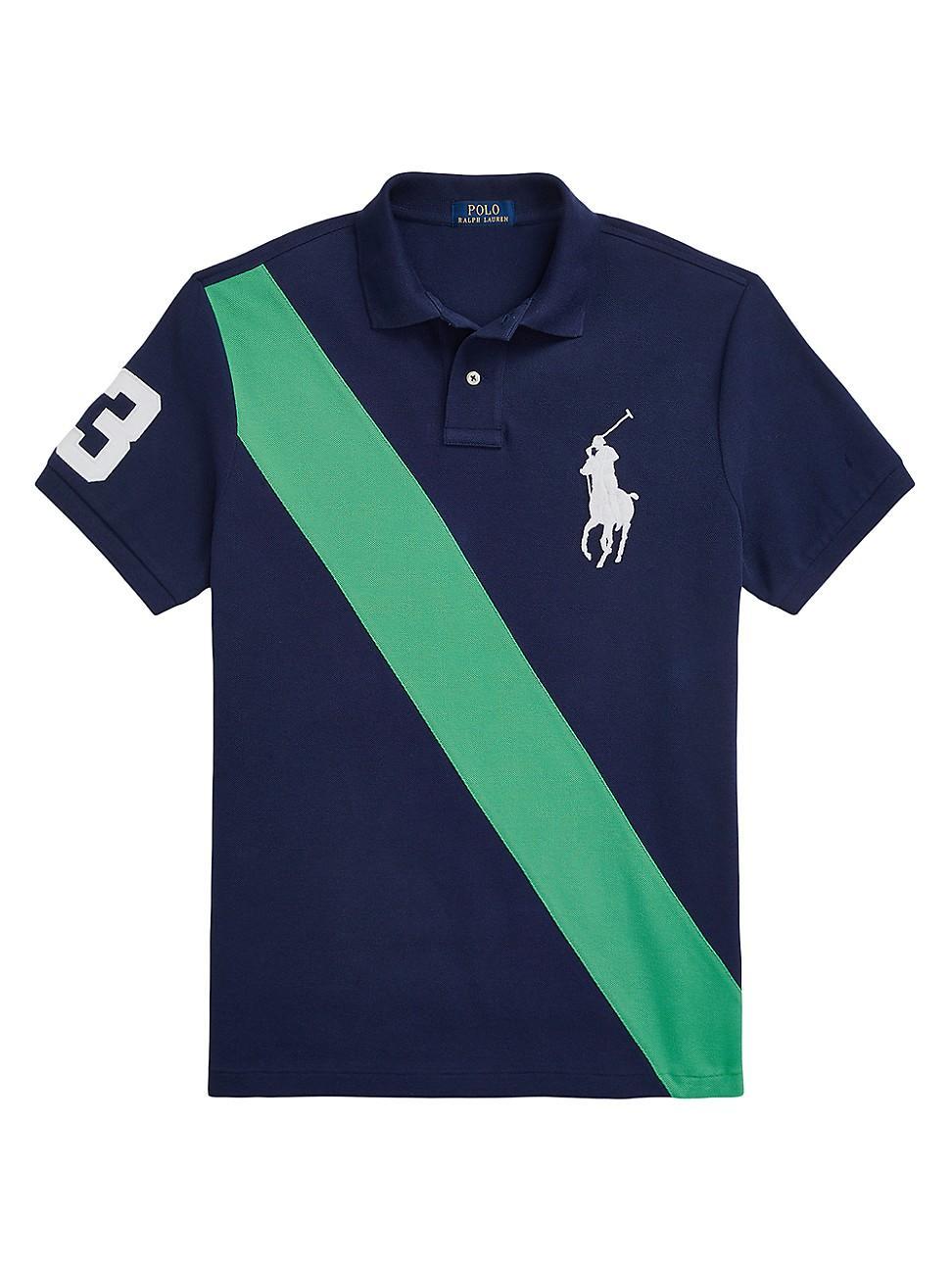 Polo Ralph Lauren Mens Custom Slim Fit Big Pony Mesh Polo Shirt - Newport Navy Product Image