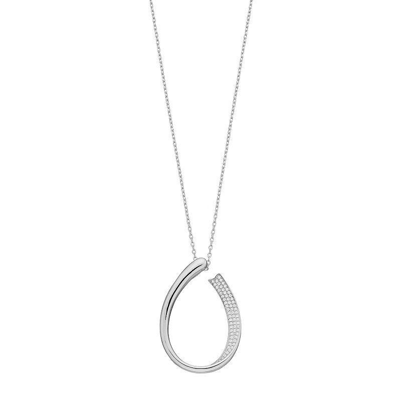 Sterling Silver Cubic Zirconia Teardrop Pendant Necklace, Womens Product Image