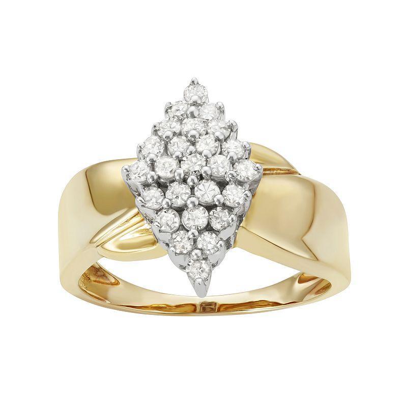 Sterling Silver 1/2 Carat T.W. Diamond Marquise Promise Ring, Womens 14k Gold Plate Product Image