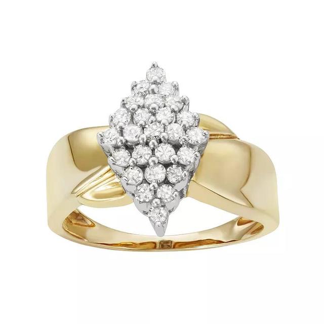 Sterling Silver 1/2 Carat T.W. Diamond Marquise Promise Ring, Womens 14k Gold Plate Product Image