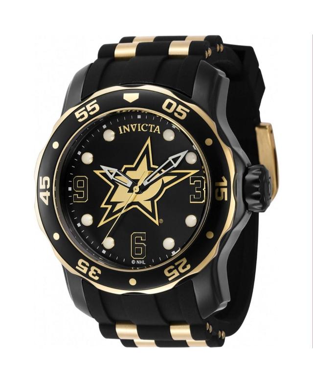 Invicta Mens 42325 Nhl Dallas Stars Quartz 3 Hand Black, White, Gold Dial Watch - Black Product Image