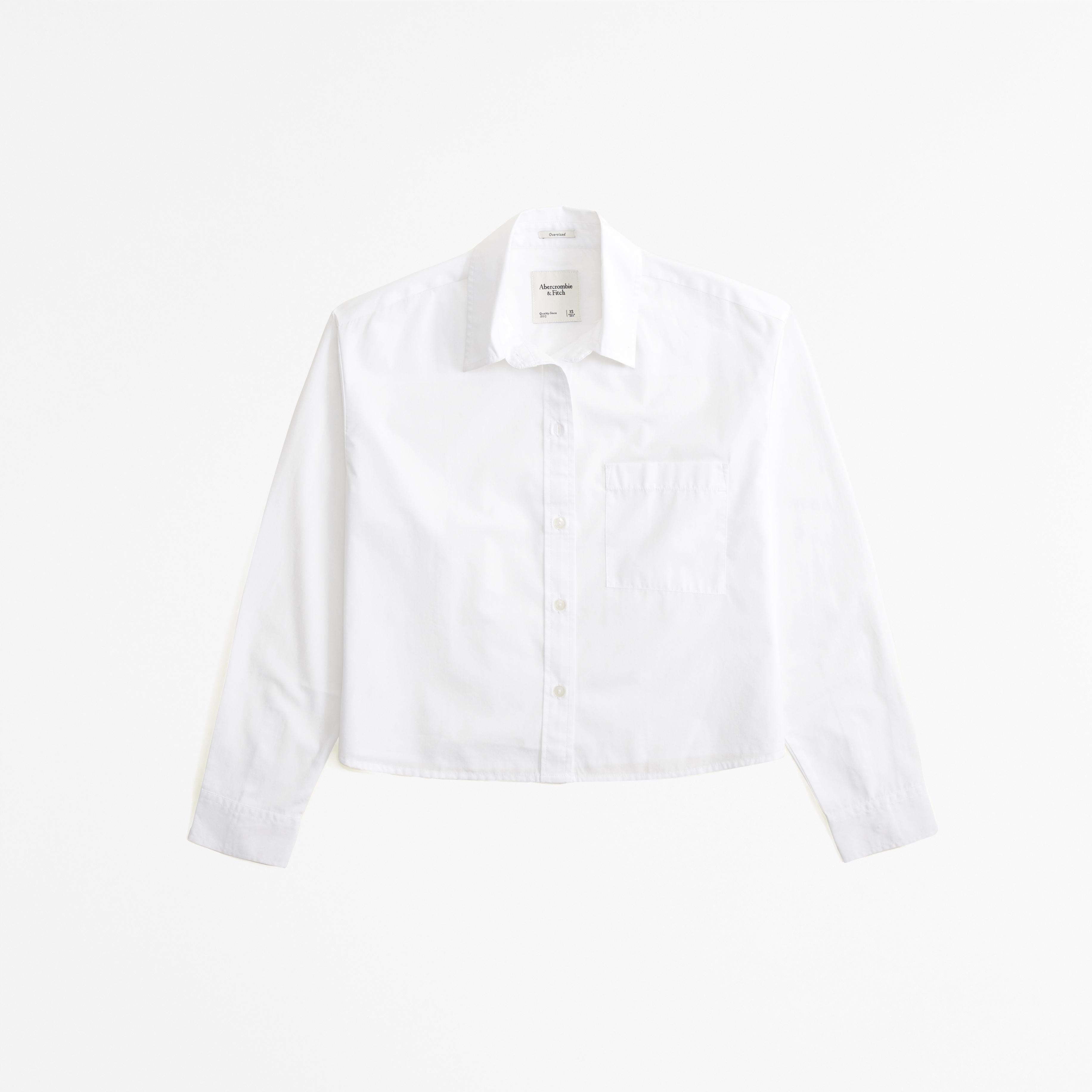 Oversized Cropped Poplin Shirt Product Image