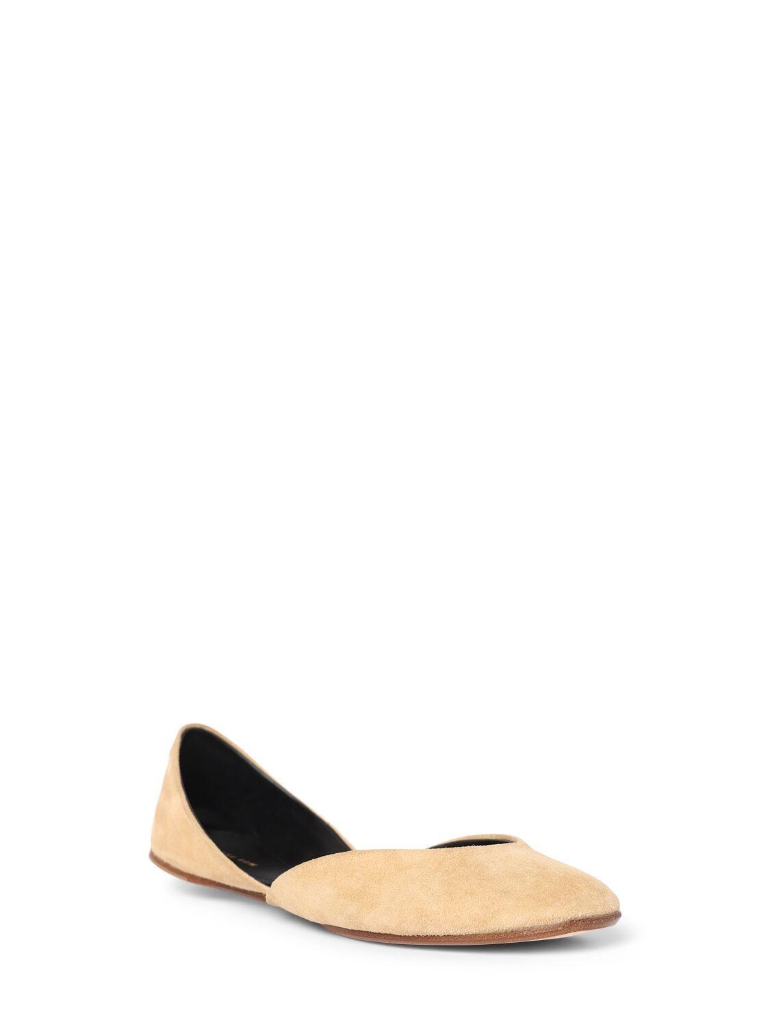 THE ROW Gemma Beige Suede Ballet Flats In Brown Product Image