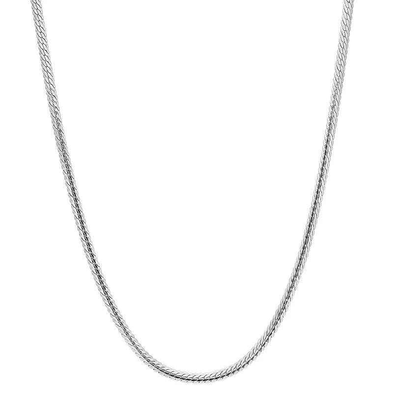 Stella Grace Sterling Silver 3 mm Herringbone Chain Necklace, Womens 18k Gold Plate Product Image