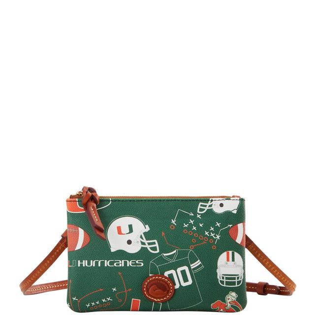 Dooney & Bourke Womens Collegiate University of Miami Top Zip Crossbody Coated Cotton Shoulder Bag in Green Product Image