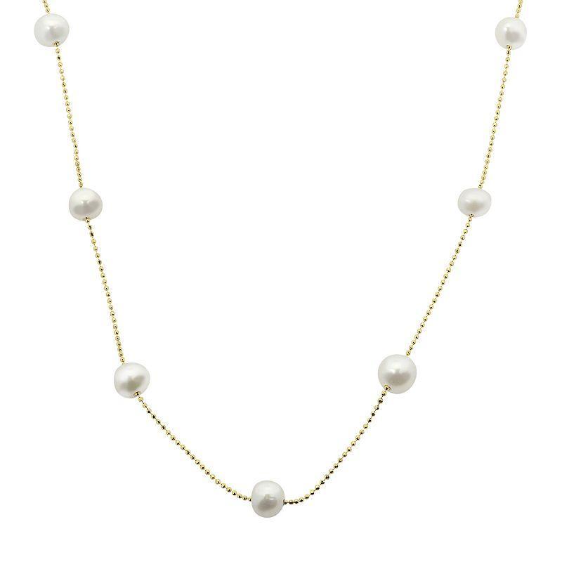 PearLustre by Imperial Freshwater Cultured Pearl 14k Gold Over Silver Station Necklace, Womens White Product Image