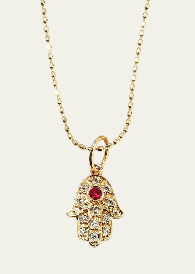 Diamond, Ruby & 14K Yellow Gold Hamsa Pendant Product Image