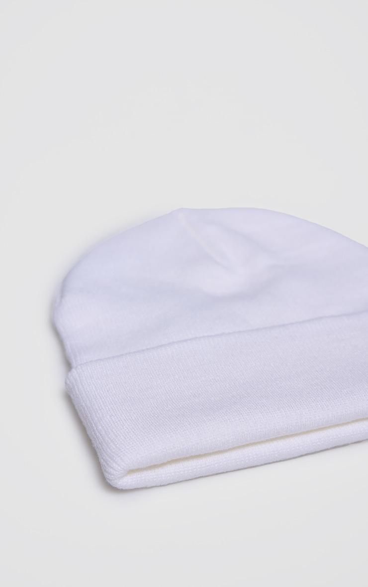 White Knitted Beanie Product Image