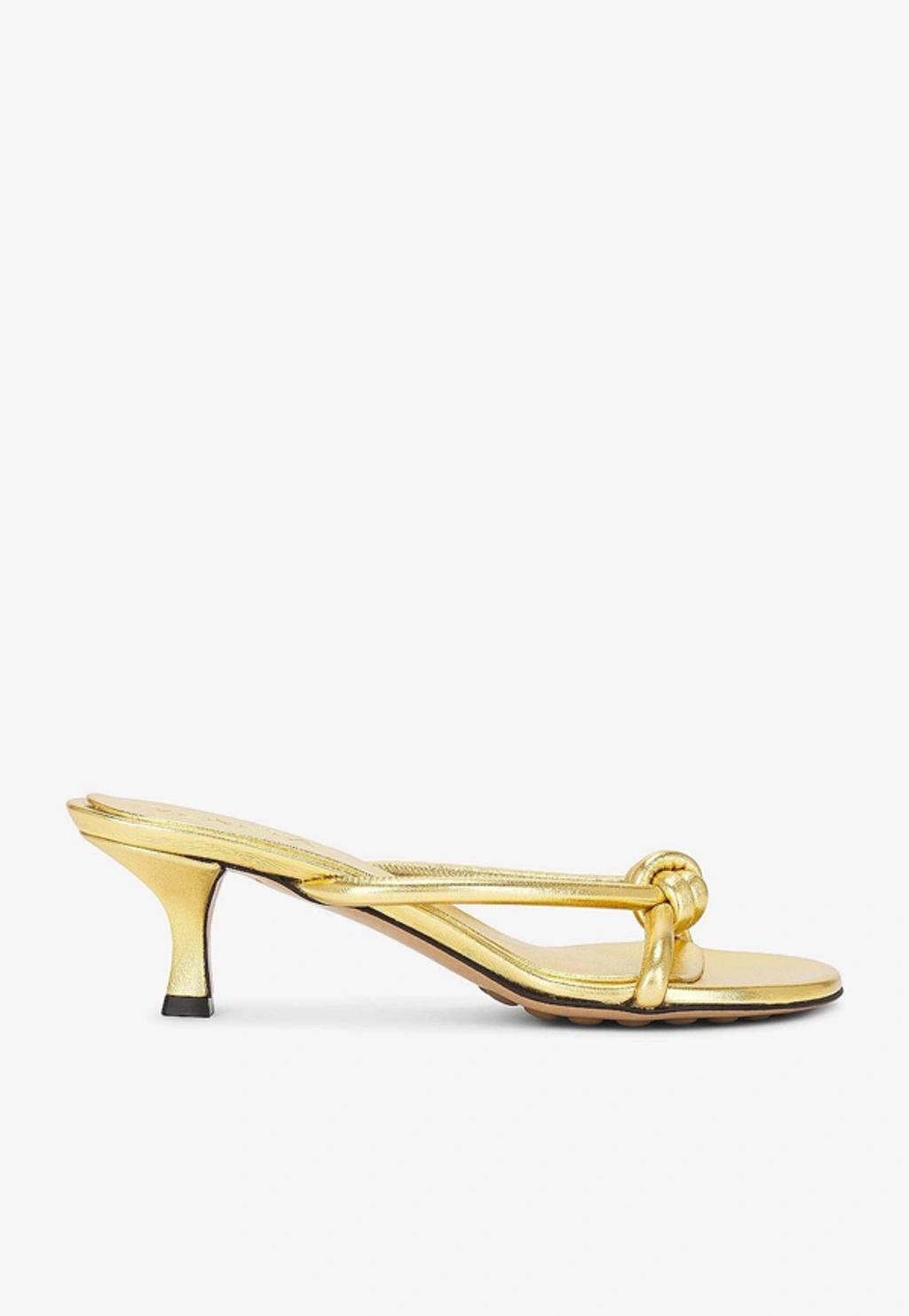 Blink Metallic Knot Slide Sandals In Gold Product Image