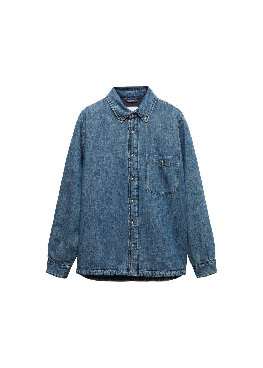 MANGO MAN - Quilted denim overshirt medium vintage blueMen Product Image