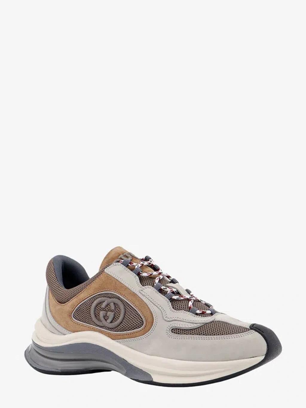 GUCCI Leather Run Sneakers In Grey Product Image