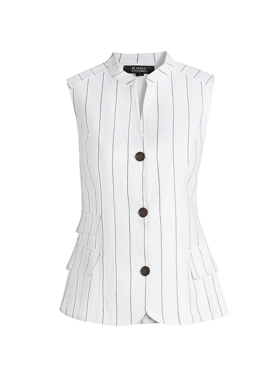 Womens Pinstripe Cotton-Linen Vest Product Image