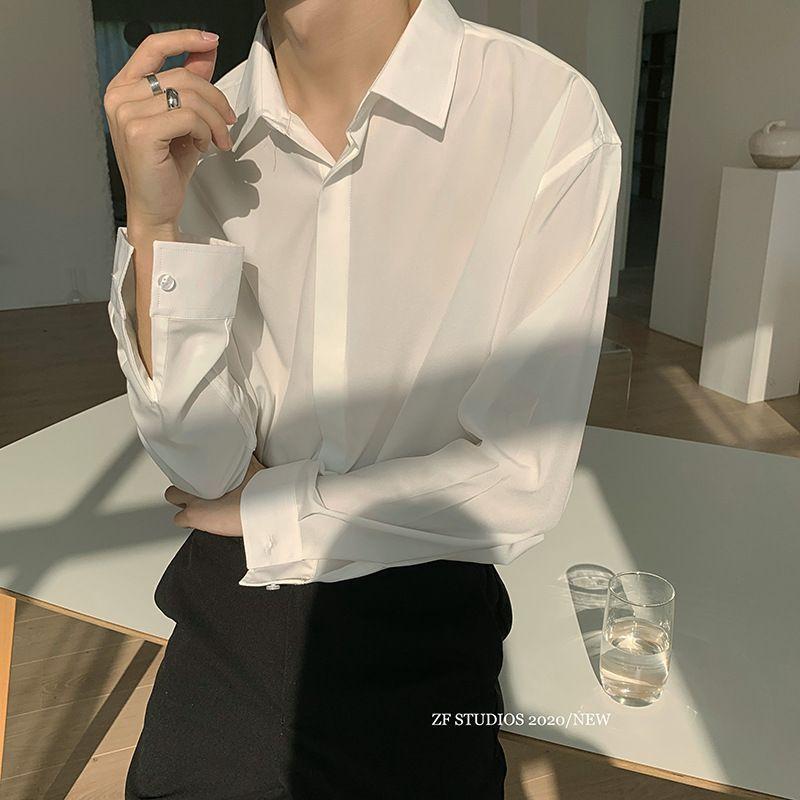 Long-Sleeve Plain Shirt Product Image