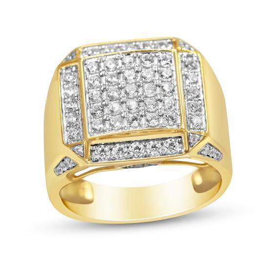 Men's 2-1/8 CT. T.w. Multi-Diamond Frame Square-Top Ring in 10K Gold Product Image