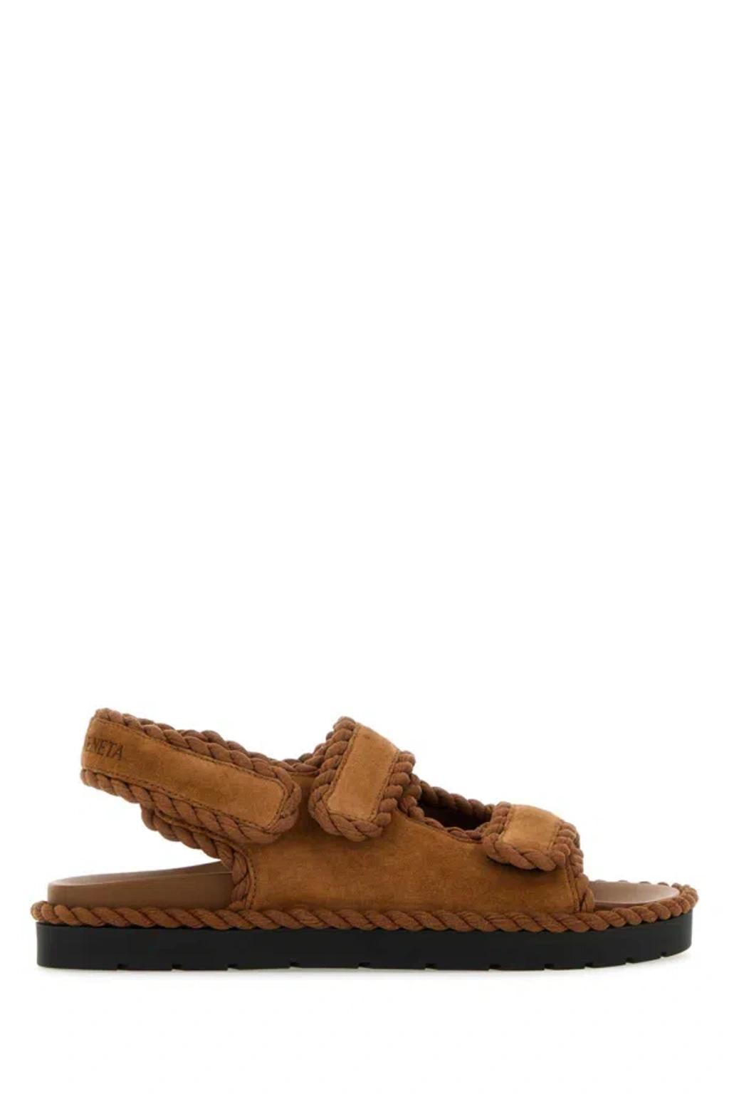 BOTTEGA VENETA Caramel Suede Jack Sandals In Light Brown Product Image