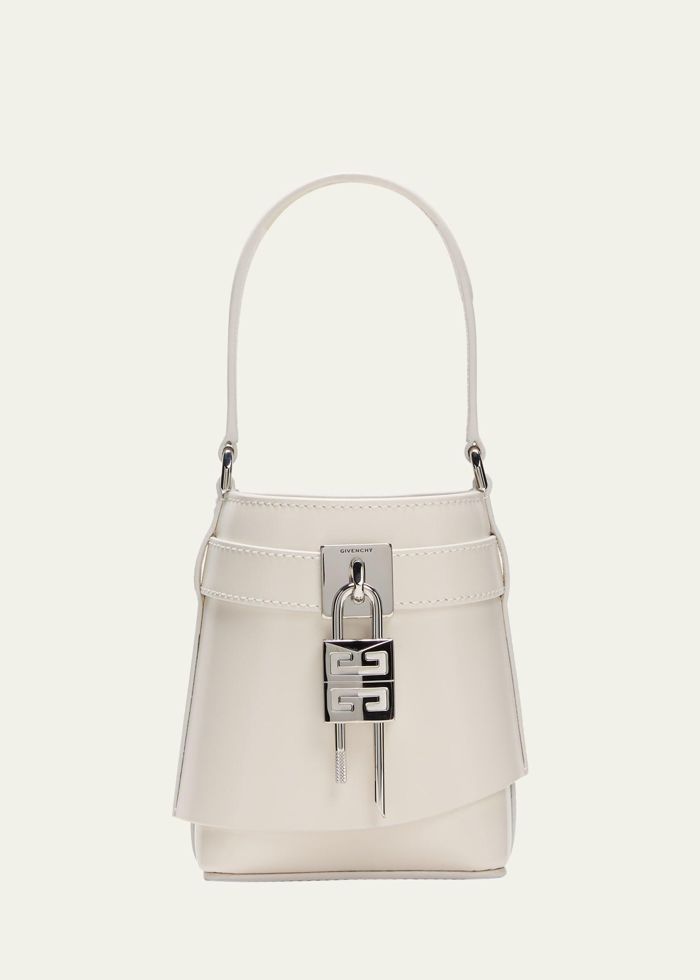 Womens Micro Shark Lock Bucket Bag In Box Leather Product Image