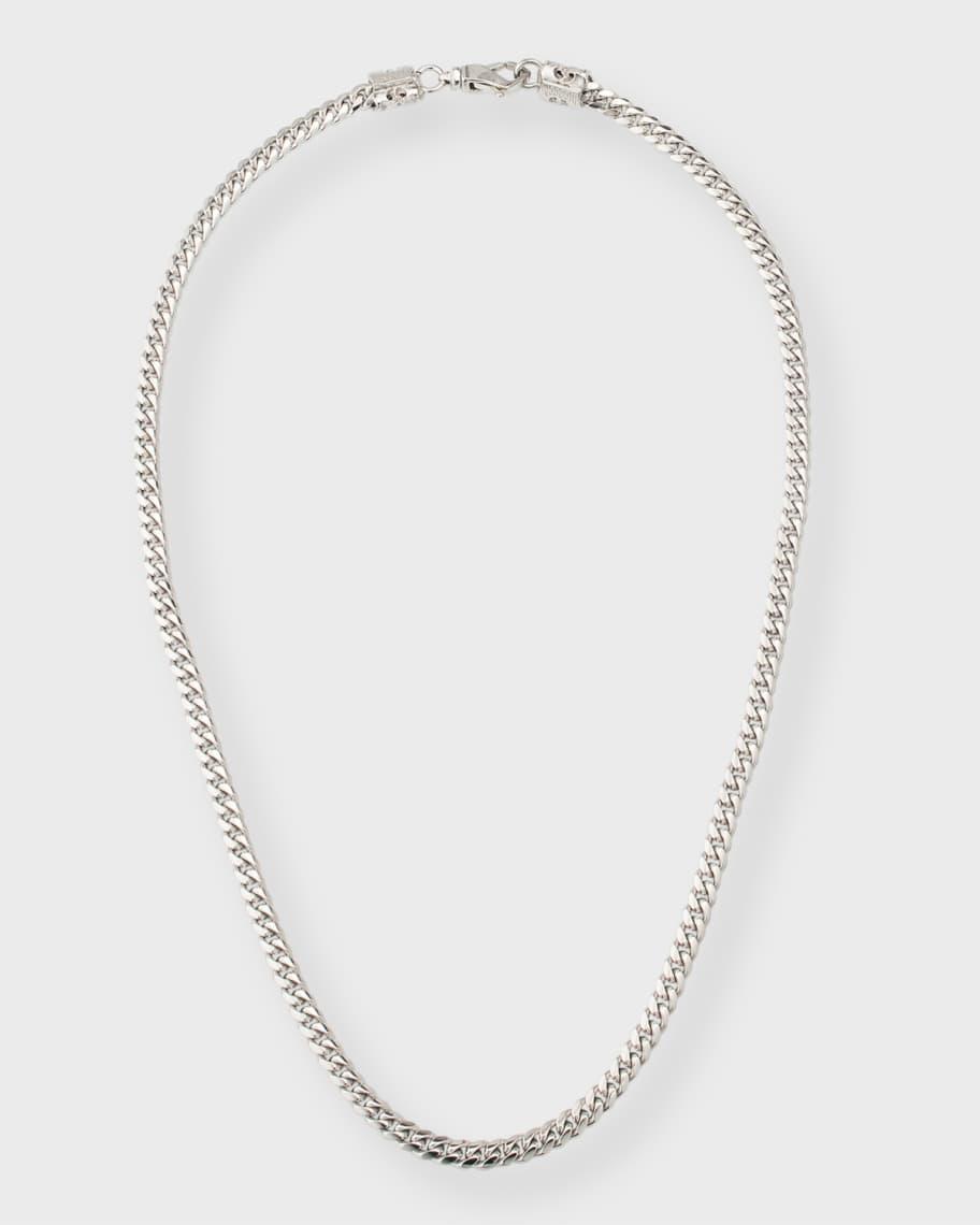 Mens Sterling Silver Thin Cuban Chain Necklace Product Image