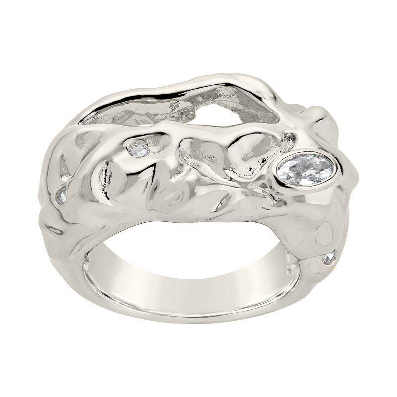 MC Collective Cubic Zirconia Molten Ring, Womens Silver Tone Product Image