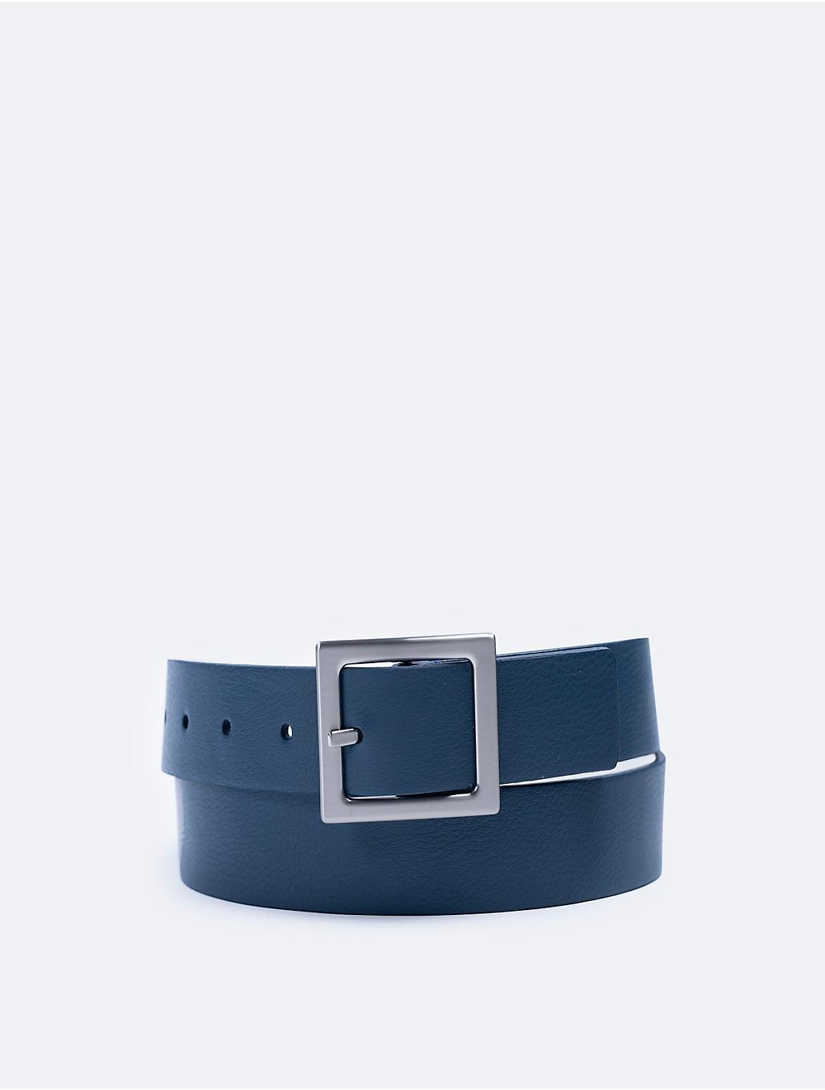 Calvin Klein Mens Rectangle Center Buckle Belt - Blue - S Product Image