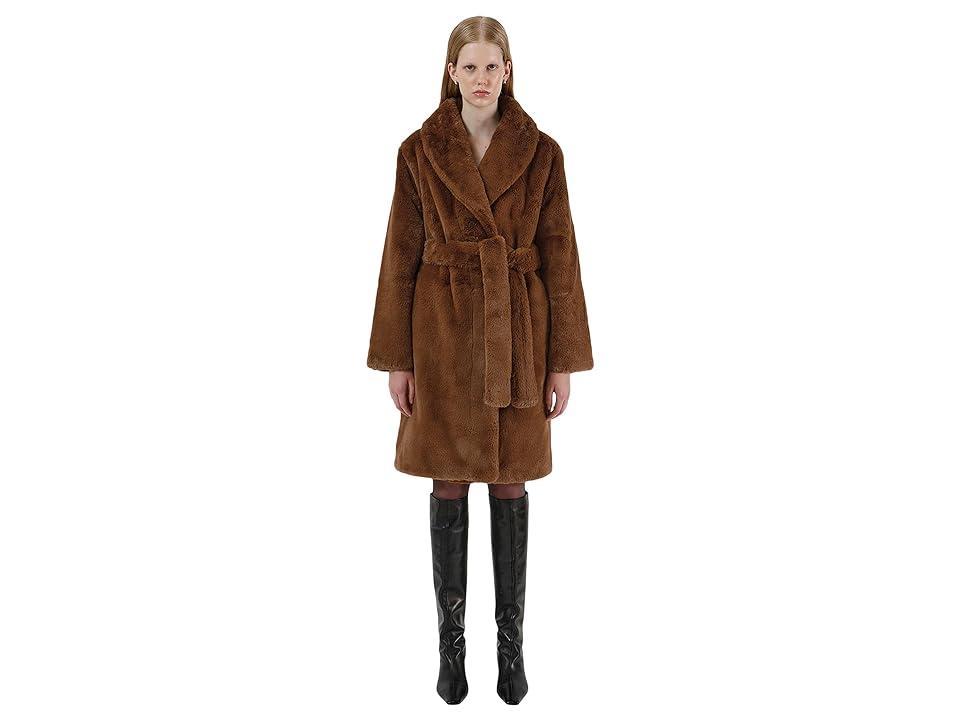 Womens Bree Belted Faux Fur Wrap Coat Product Image