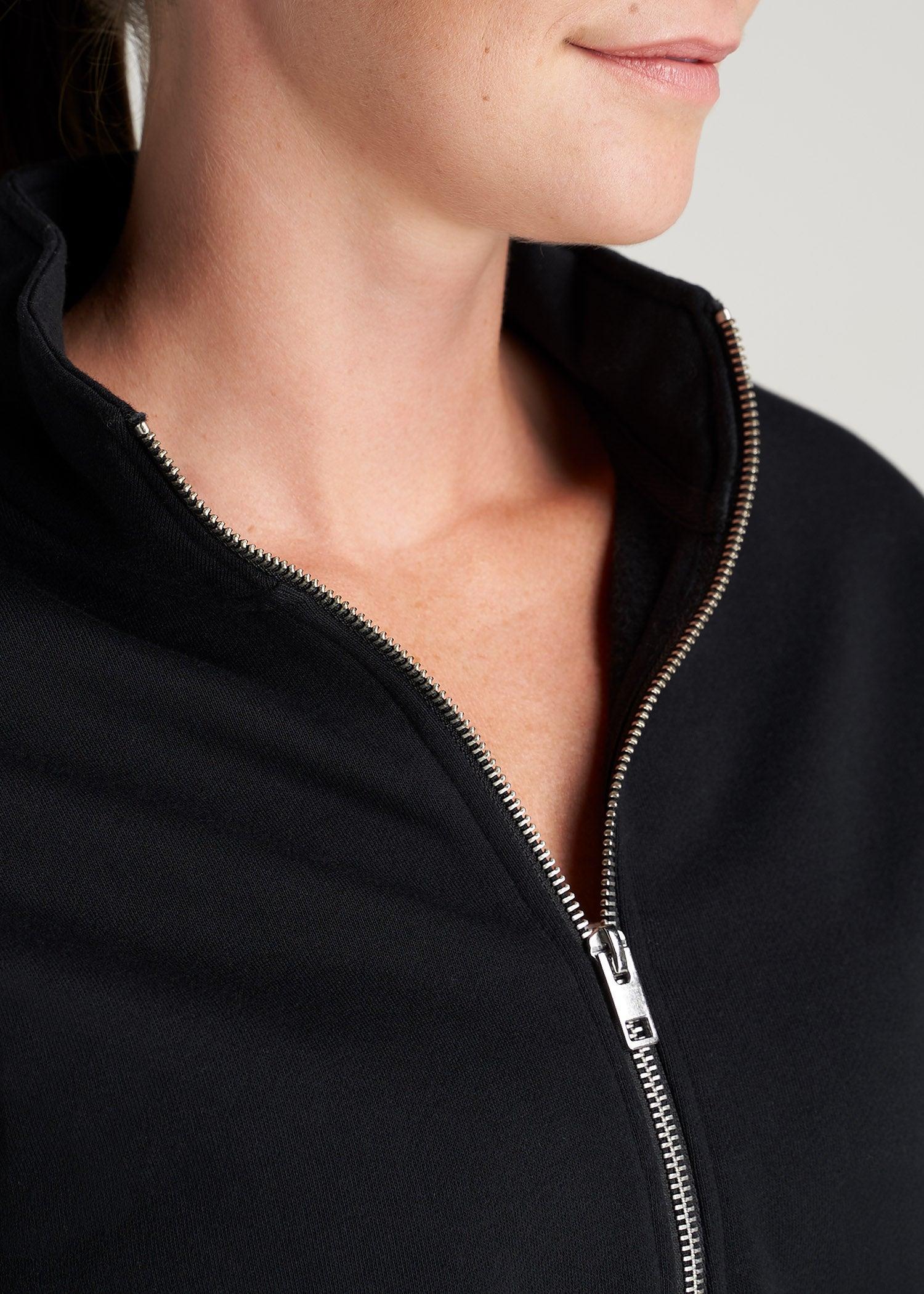 Wearever Fleece Cropped Half-Zip Sweatshirt for Tall Women in Black Female Product Image