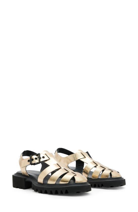 Nessa Chunky Leather Sandals In Metallic Gold Product Image