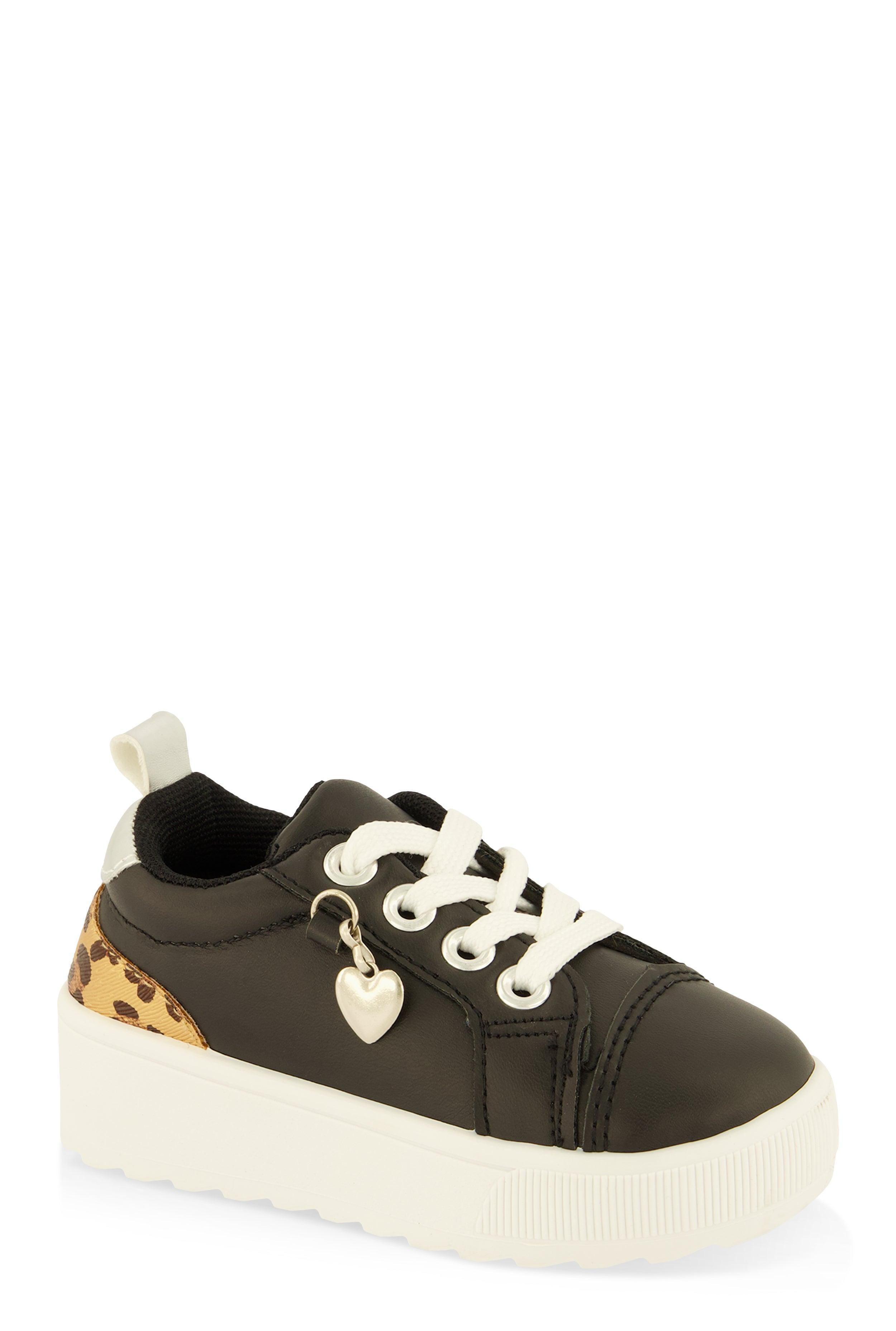 Womens Toddler Girls Animal Print Detail Lace Up Sneakers Product Image