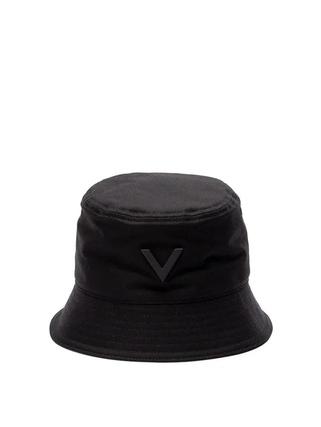 VALENTINO GARAVANI V-logo Cotton Bucket Hat In Black Product Image